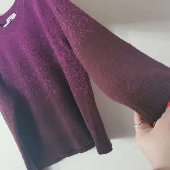 Athleta Jacquard Sweater Size Medium Merino Wool Purple Burgundy Soft Cozy - Picture 4 of 10